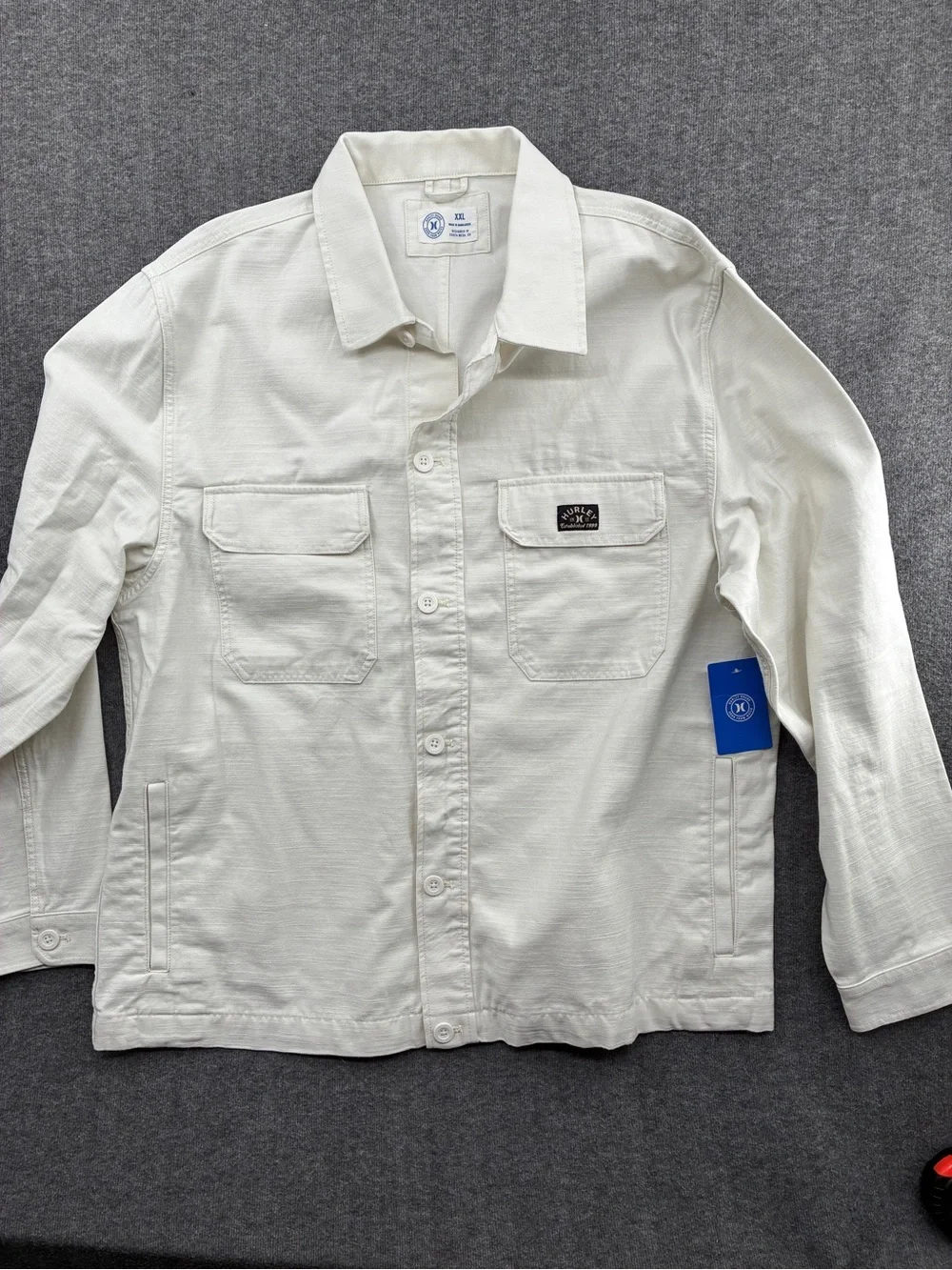 Hurley Men's Cream Button-Front Jacket Jean Utility Barn Coat
